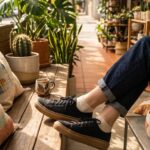 Zapatilla Urban Negra Bicolor ChimmyChurry suela caramelo vista trasera".