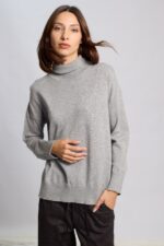 Polera larga gris melange
