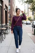 Remera Astarte color bordó de morley con puño nido de abeja marca Muzzin.