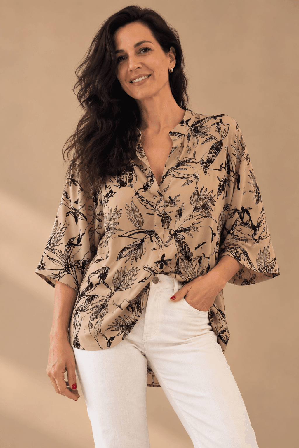 Blusa oversize manga 34 estampada (4) Blusa Malaui - Imagen 1