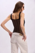 Body Cristal negro con espalda de encaje de Vanesa Petris