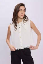 Camisa de mujer sin mangas con cuello grande - Estancias Wear